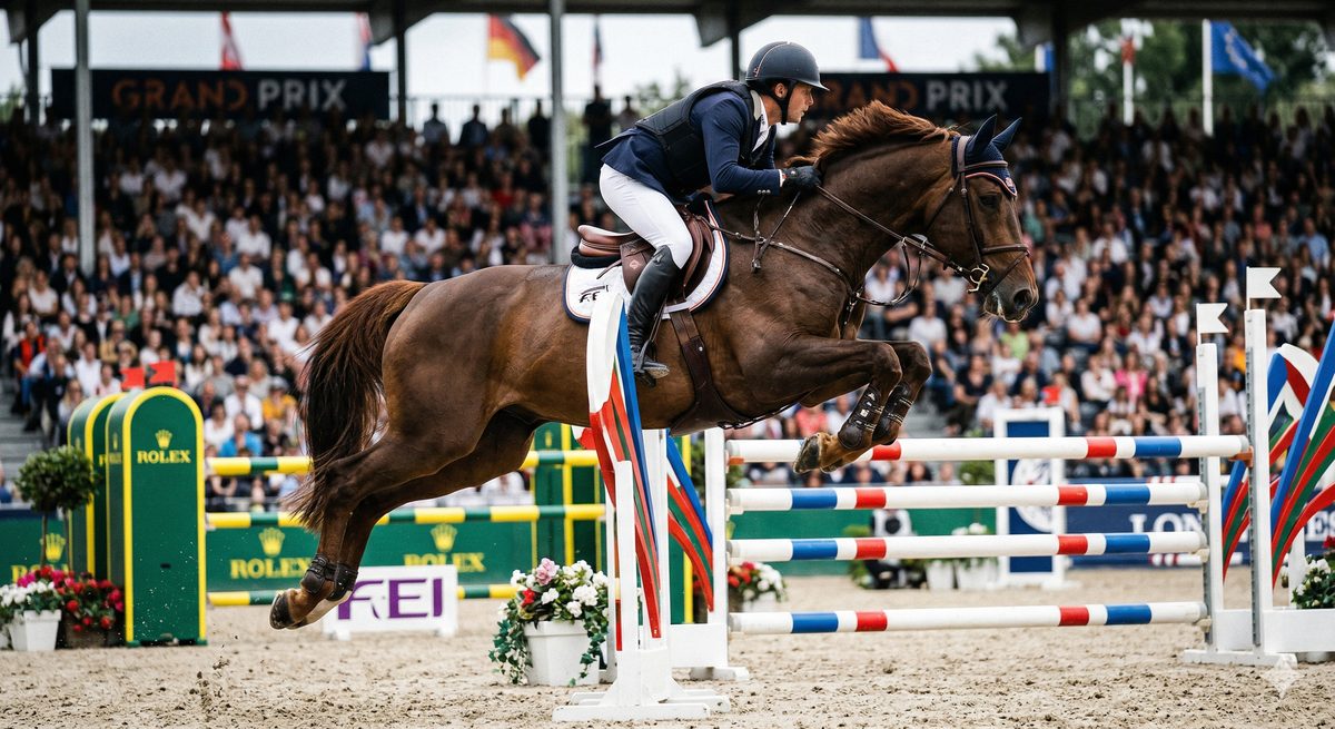 Springpferd über Hindernis